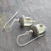 Silver acorn prehnite gemstone earrings (2)