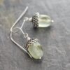 Silver acorn prehnite gemstone earrings (3)