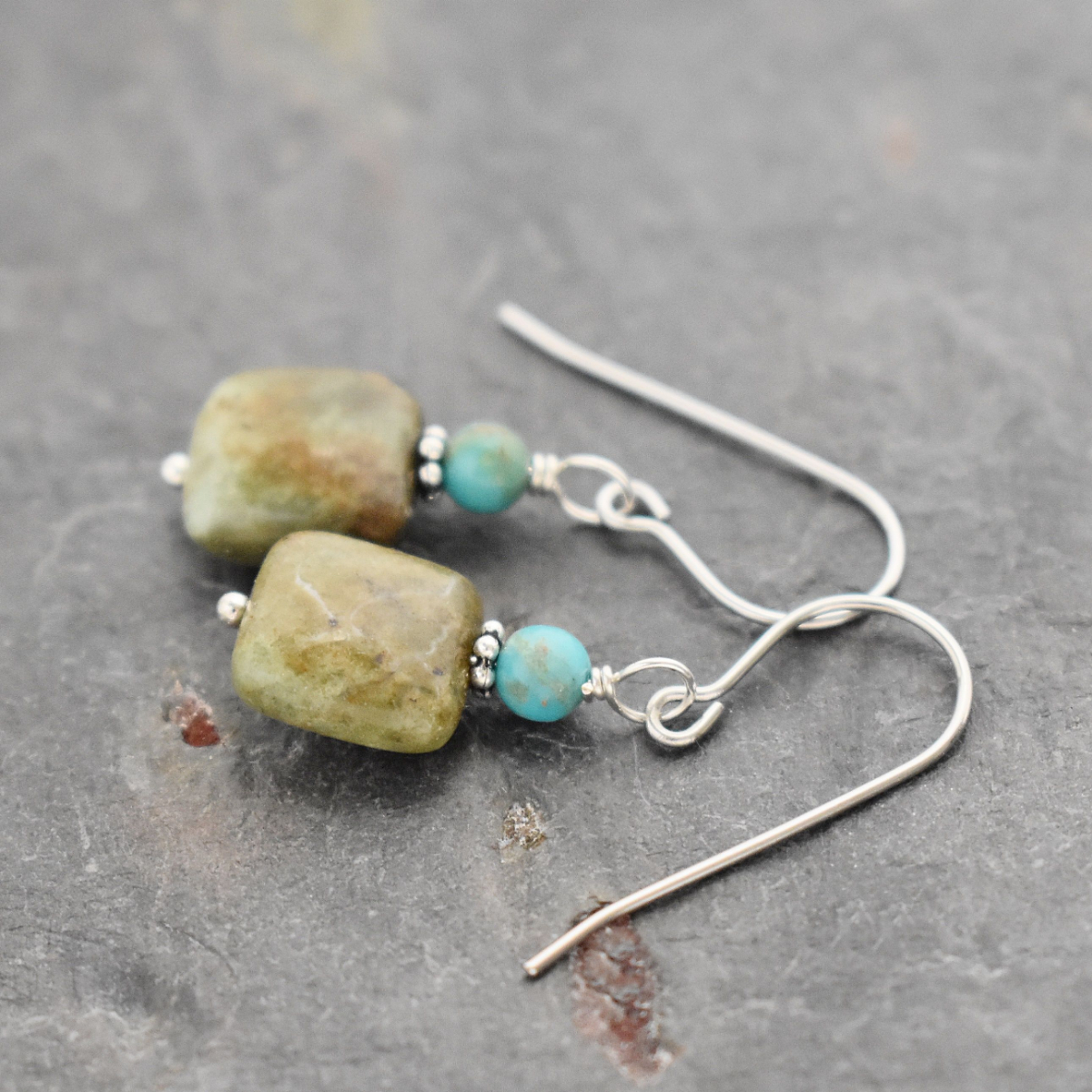 Turquoise, African Opal Earrings