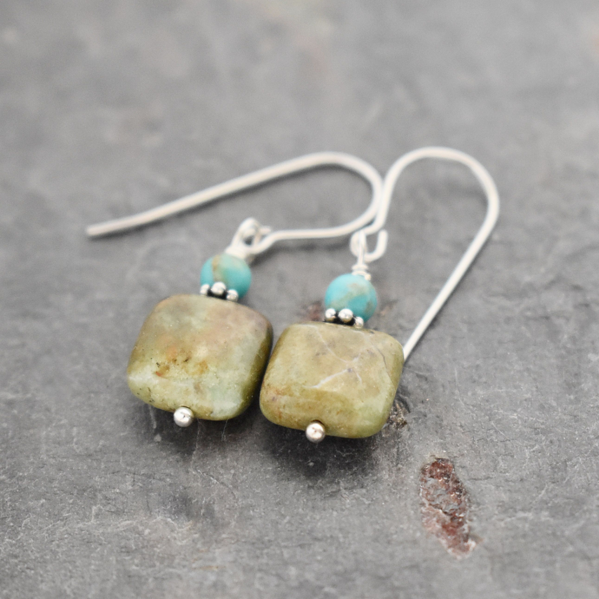 Turquoise, African Opal Earrings