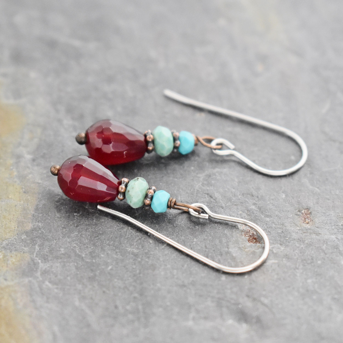 Turquoise, Chrysoprase, Agagte Earrings (2)
