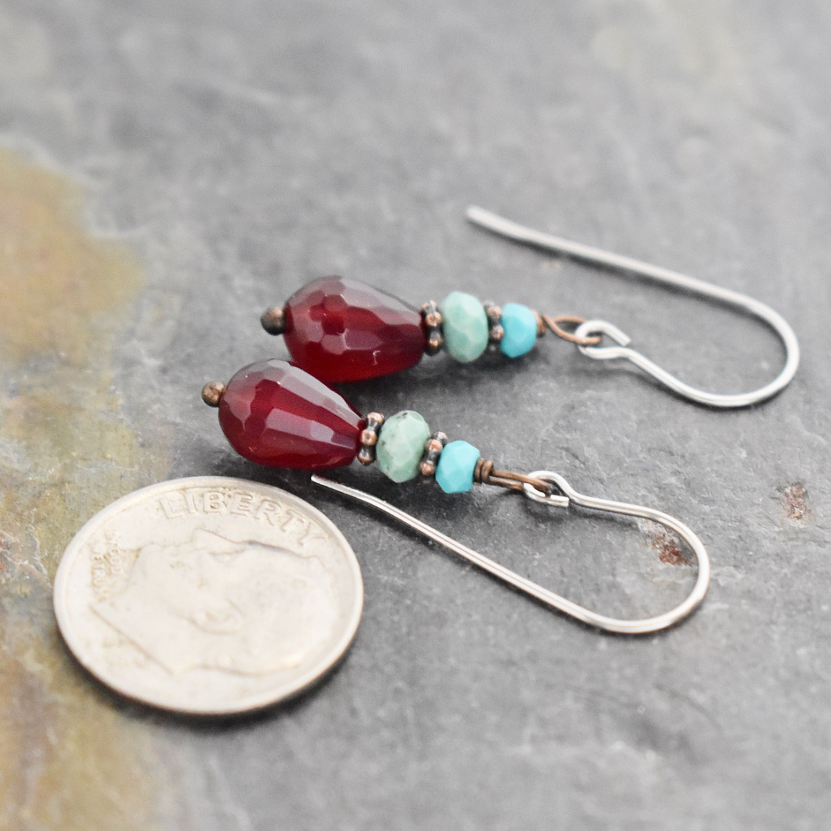 Turquoise, Chrysoprase, Agagte Earrings (3)