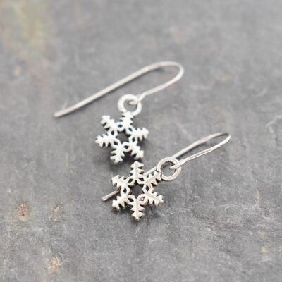 Tiny sliver snowflake earrings
