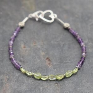 Amethyst Peridot Heart Bracelet