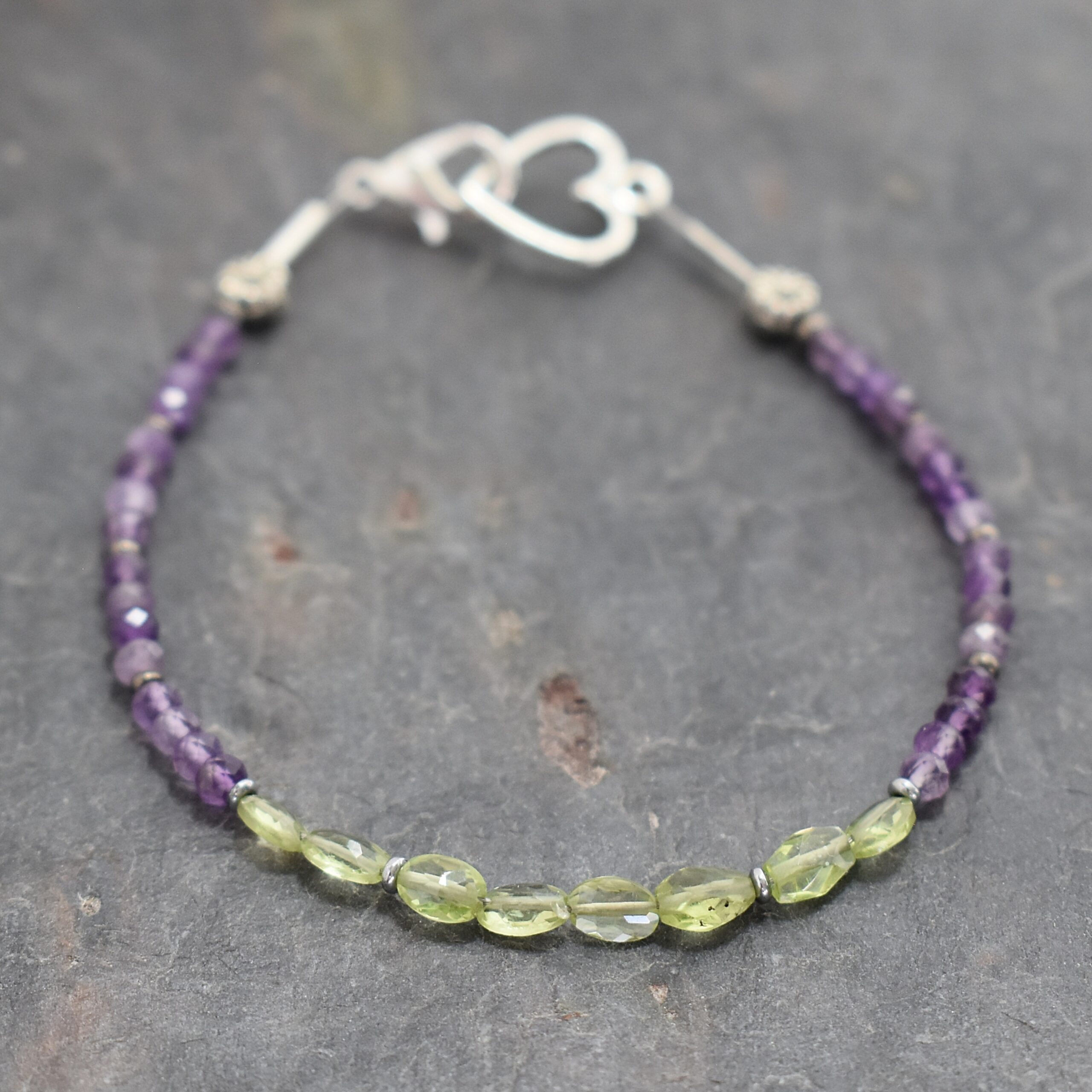 Amethyst Peridot Heart Bracelet Amethyst Peridot Heart Bracelet