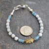 Aquamarine gemstone bracelet with blue agate, aquamarine, citrine gemstones. Aquamarine gemstone bracelet