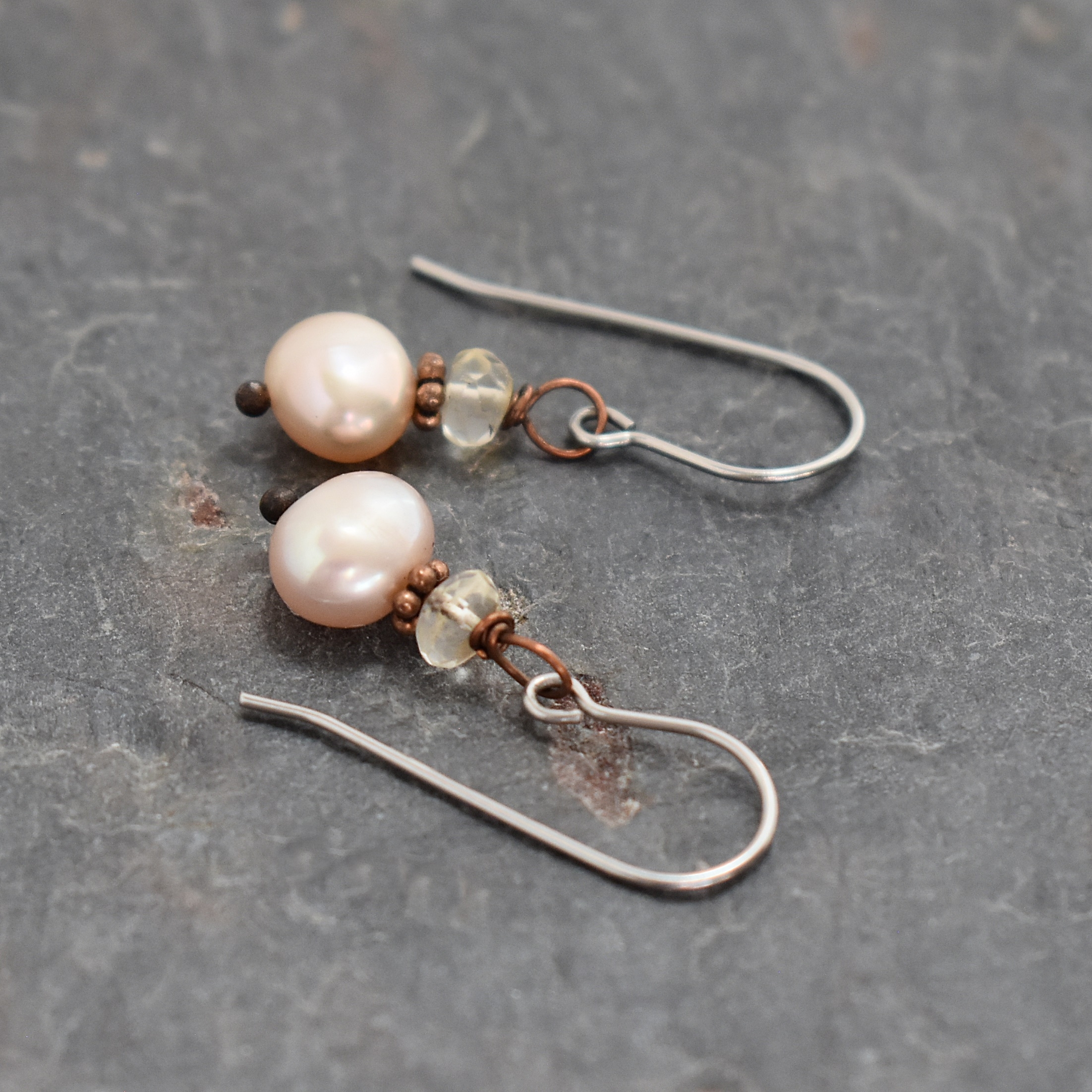 Citrine & blush pink pearl earrings (4)