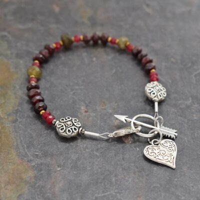 Heart & Arrow Garnet Bracelet