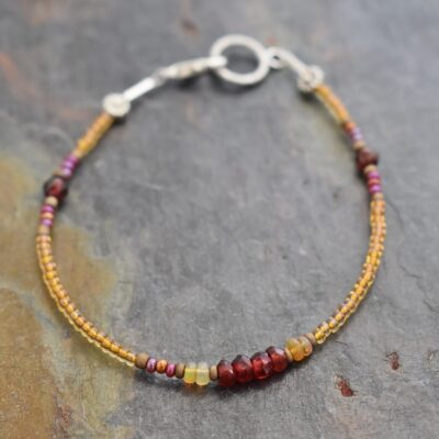 Golden opal, garnet seedbead bacreclet (1)