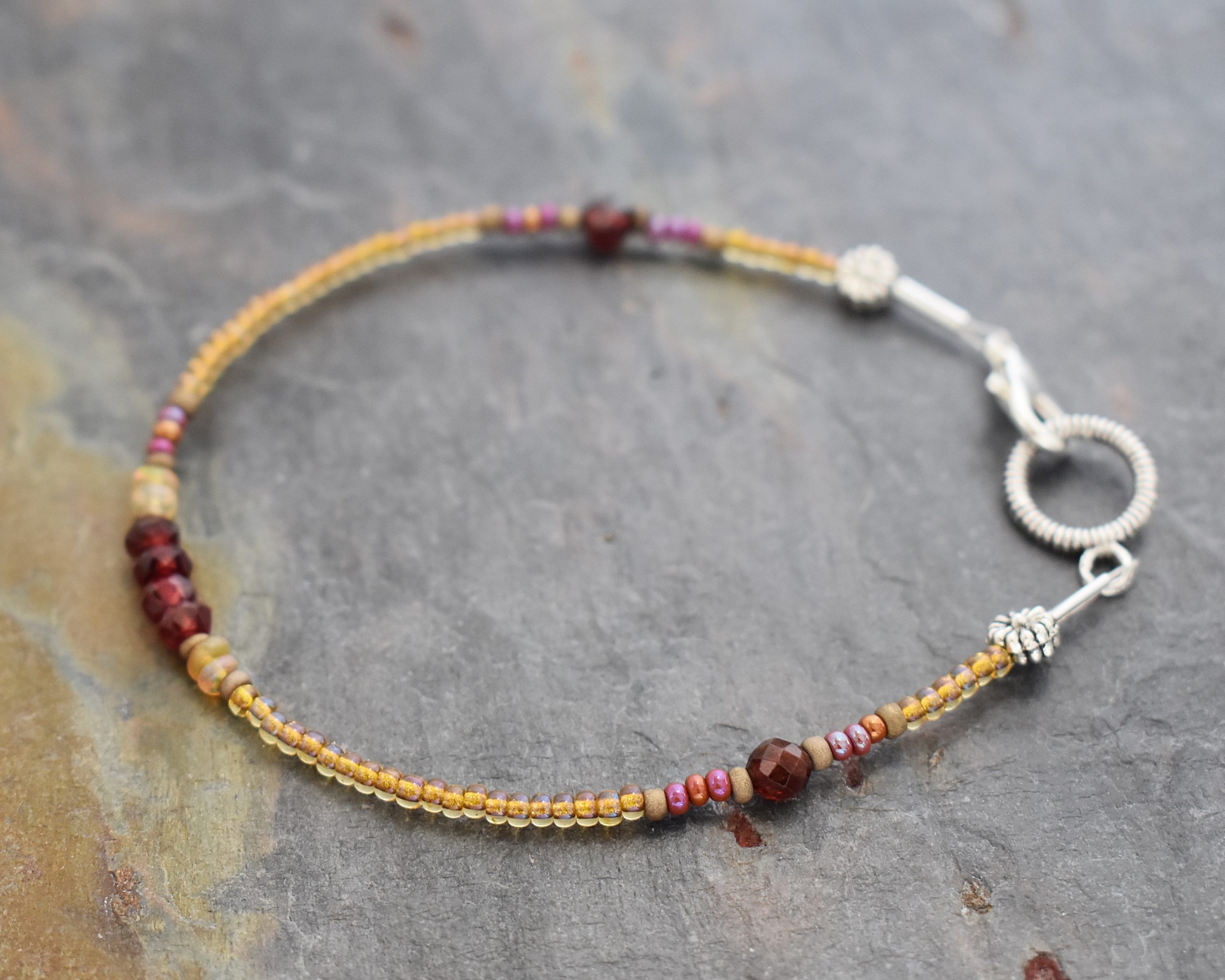 Golden opal, garnet seedbead bacreclet (3)