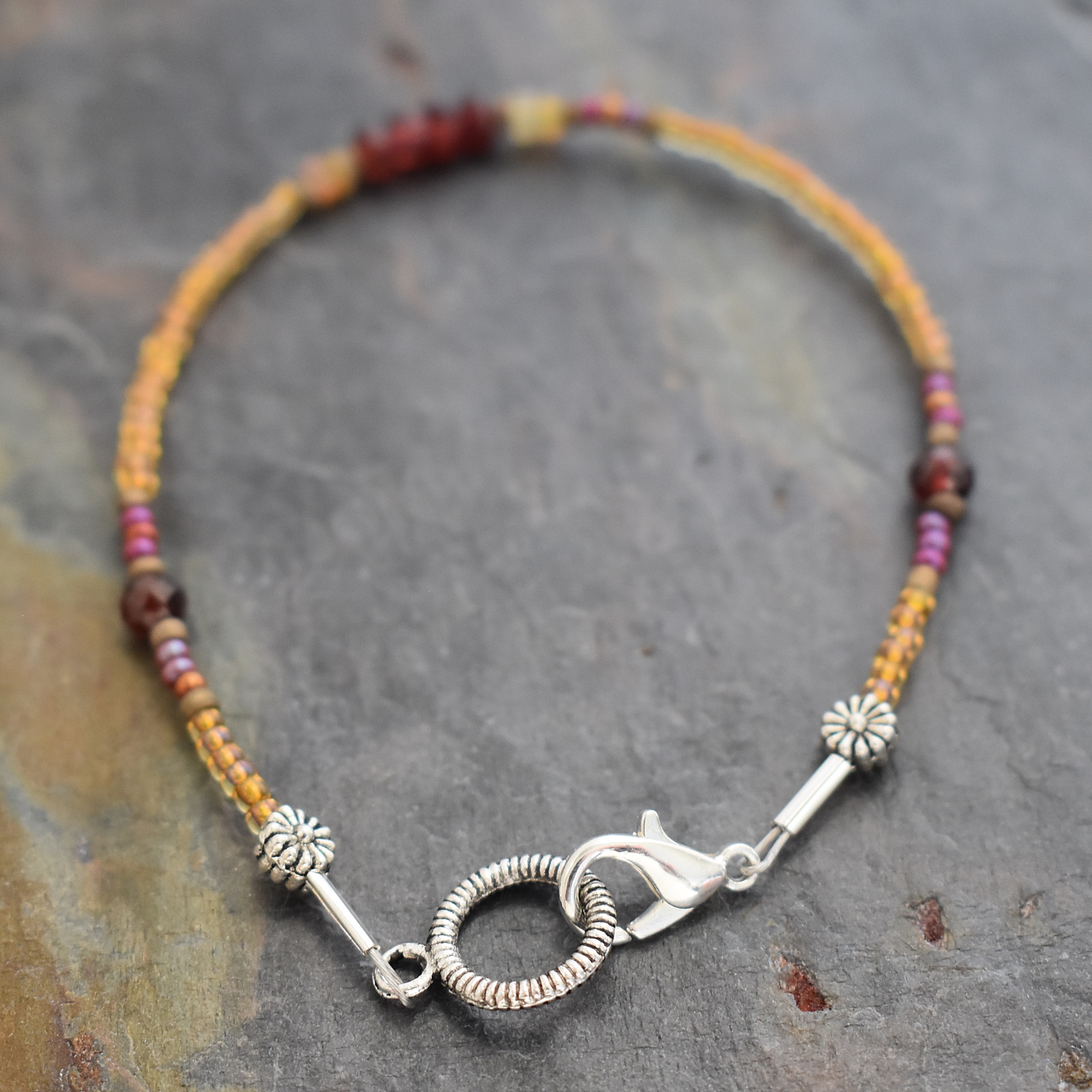 Golden opal, garnet seedbead bacreclet (4)