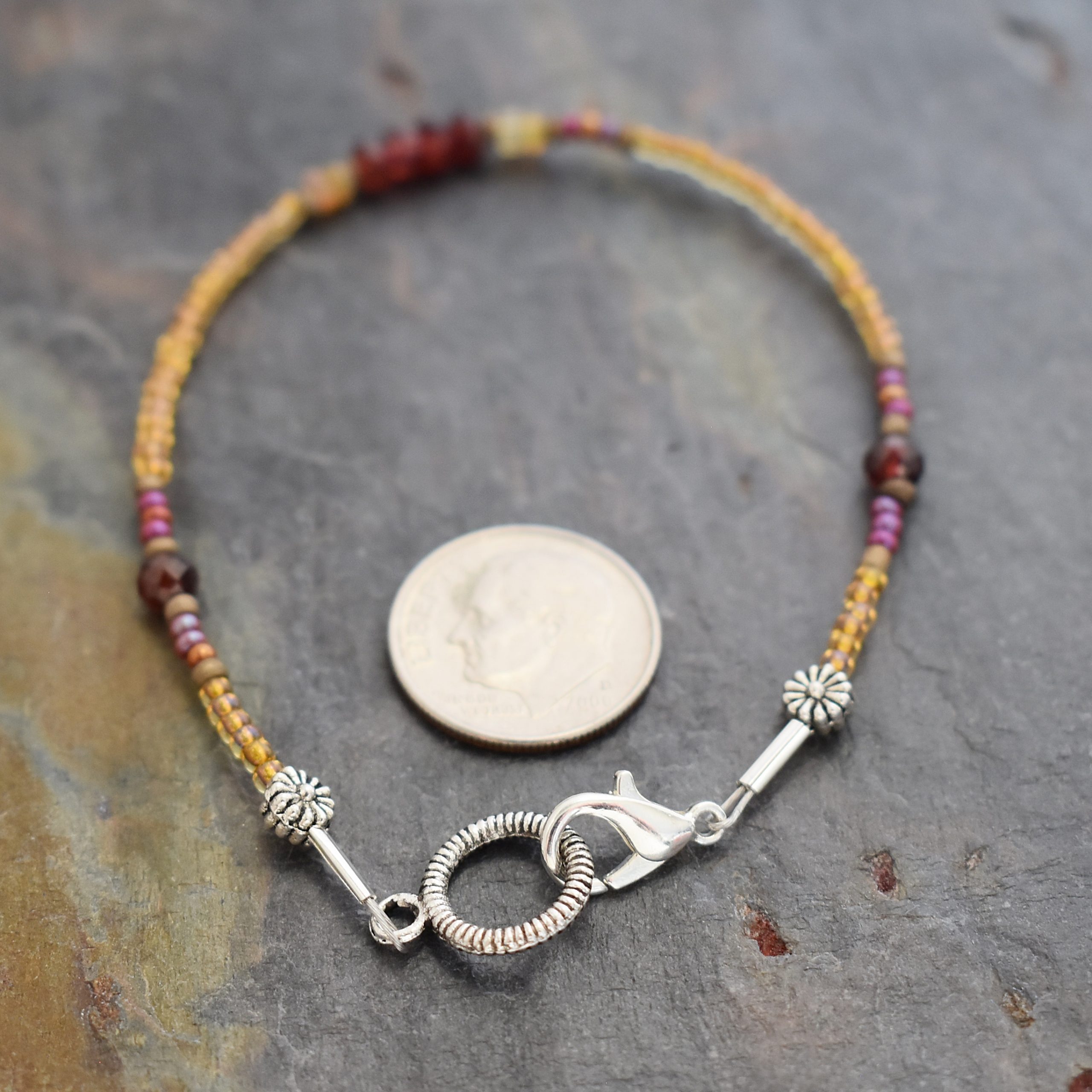 Golden opal, garnet seedbead bacreclet (5)