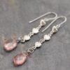 Long heart pink quartz earrings (2)