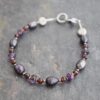 Peacock pearl, garnet, amethyst bracelet