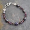 Peacock pearl, garnet, amethyst bracelet