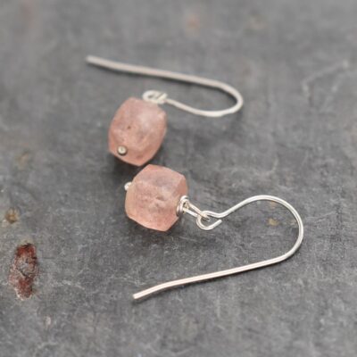 Strawberry quartz cube earrings (3)