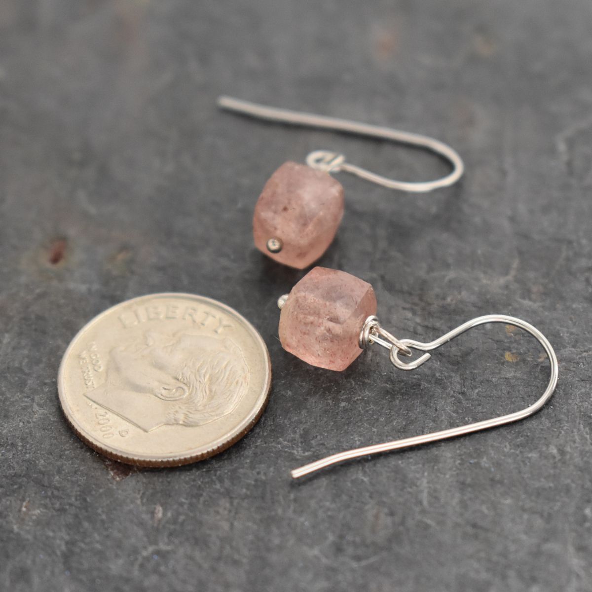 Strawberry quartz cube earrings (4)