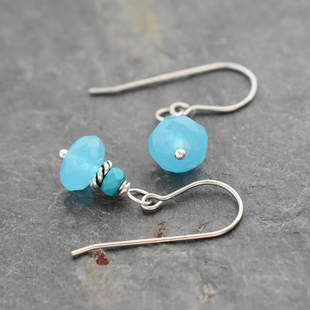 Turquoise, Blue quartz earrings