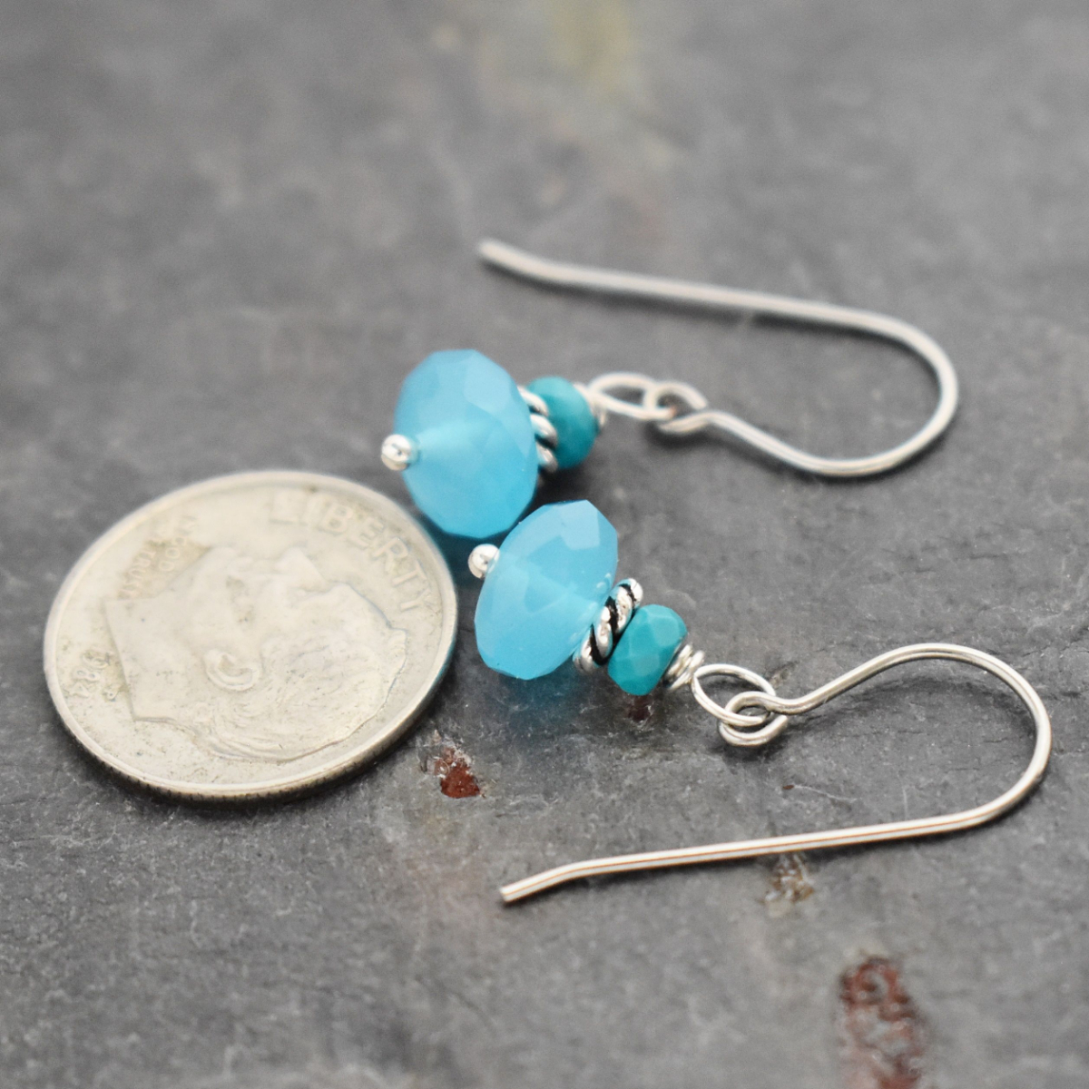 Turquoise, Blue quartz earrings