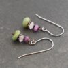 Ruby, rose quartz and turquoise earrings