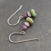 Ruby, rose quartz and turquoise earrings
