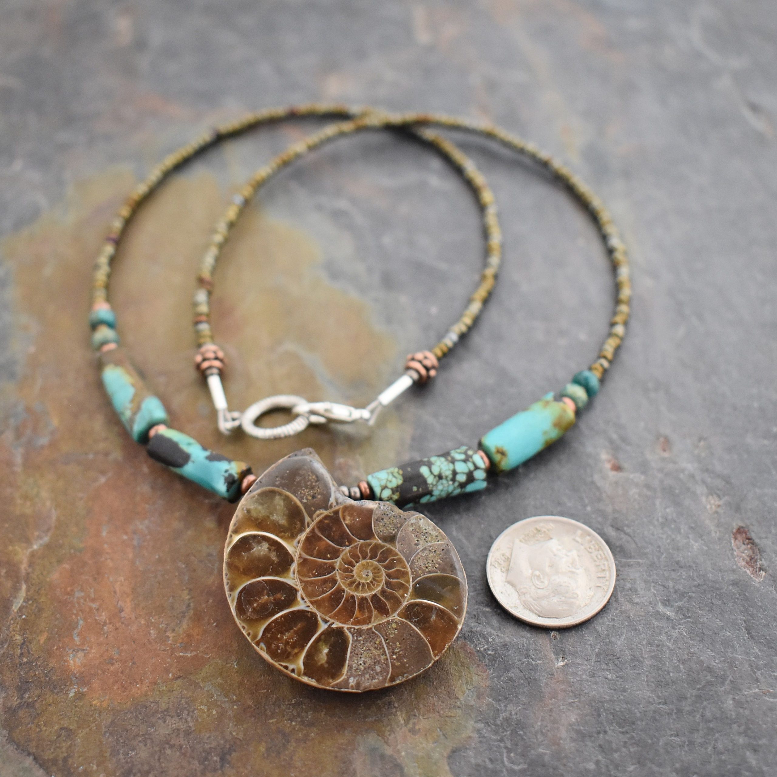 Beaded Turquoise Ammonite Necklace (3)
