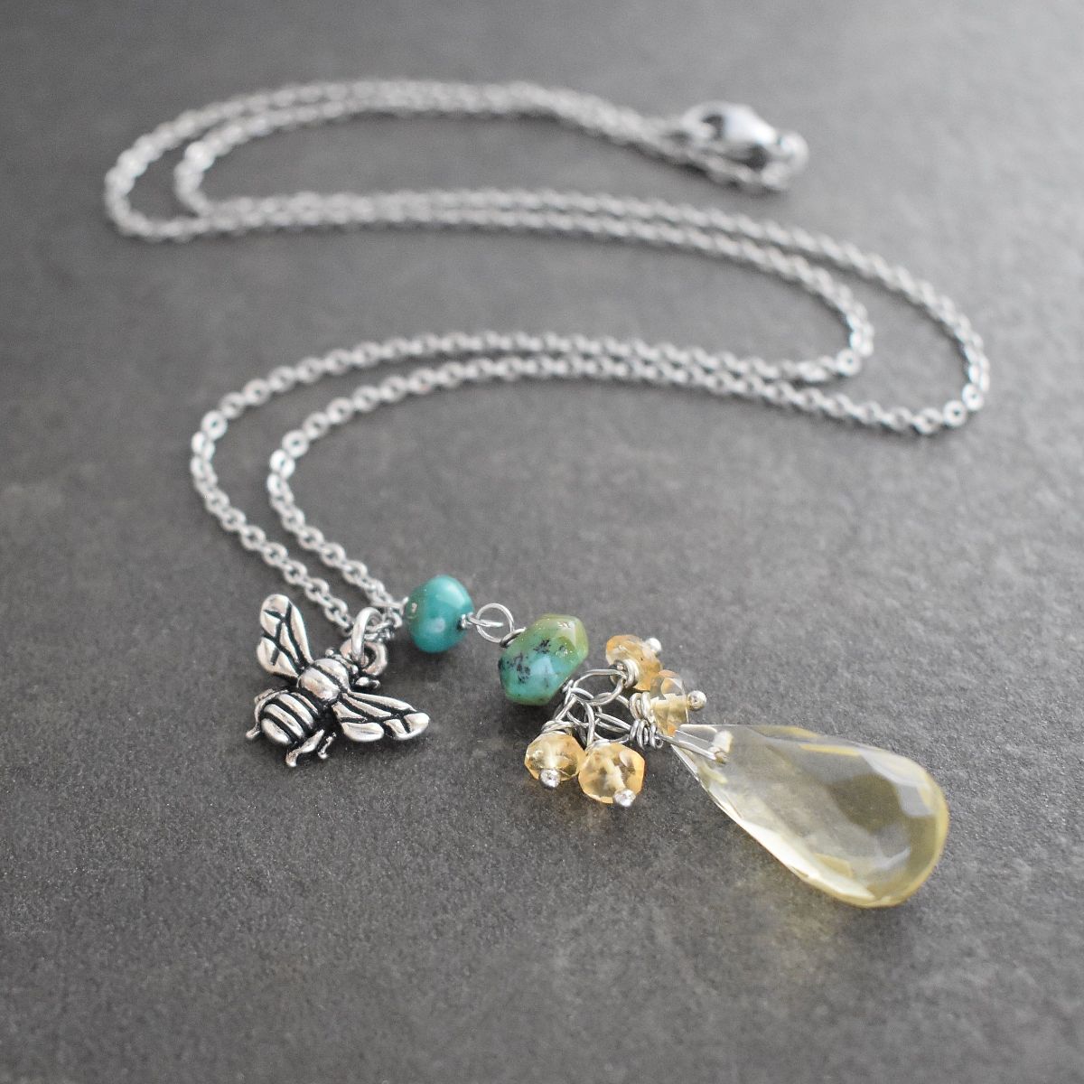 Bumble Bee Drop Necklace (2)