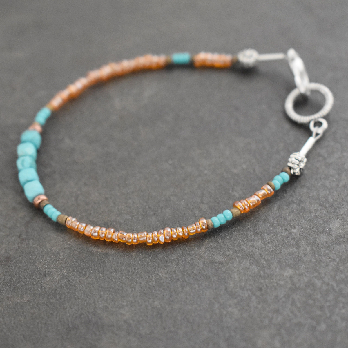 Dainty Copper & Turquoise Bracelet (2)