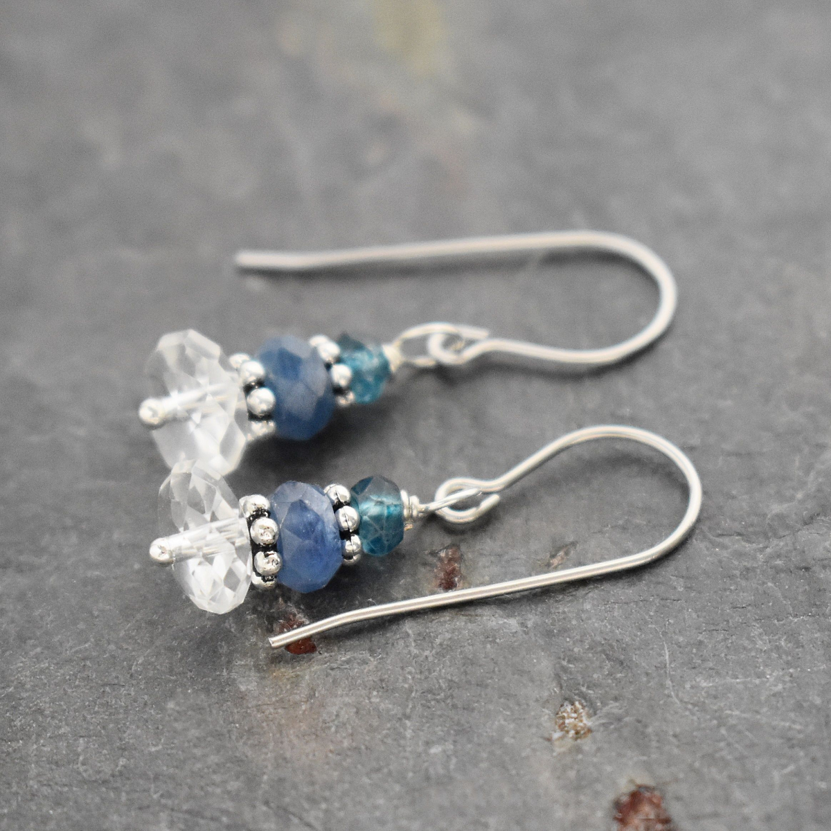 Blue Topaz, Kyanite, Quartz Gemstone Earrings