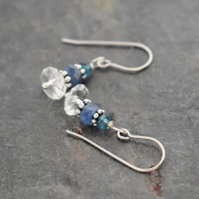 Blue Topaz, Kyanite, Quartz Gemstone Earrings Blue Topaz, Kyanite, Quartz Gemstone Earrings