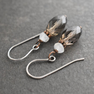 Moonstone & smoky Quartz earrings (1)