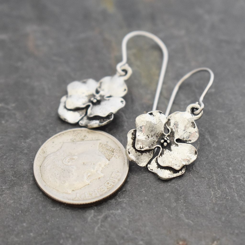 Pansy Bloom Brass Circle Earrings main image 1