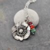 Poppy necklace with garnet, red quartz, turquoise (5)