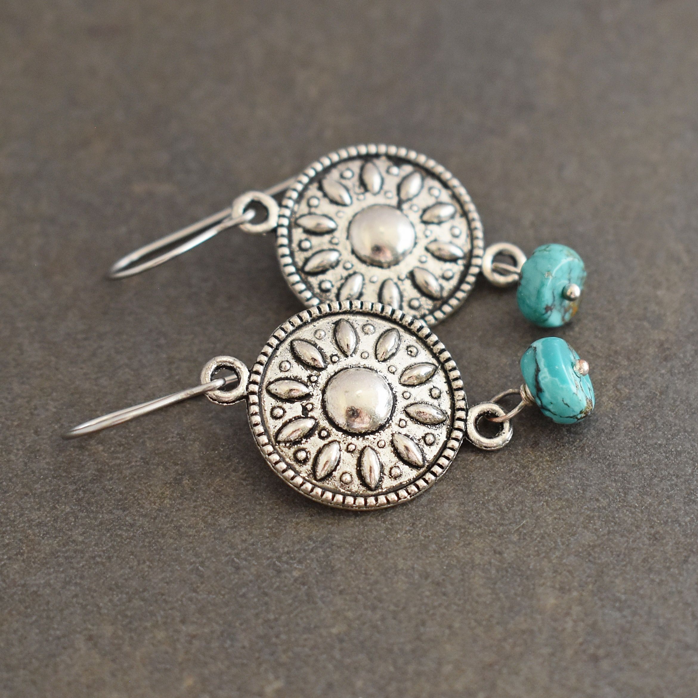 Southwest sun turquoise earrings