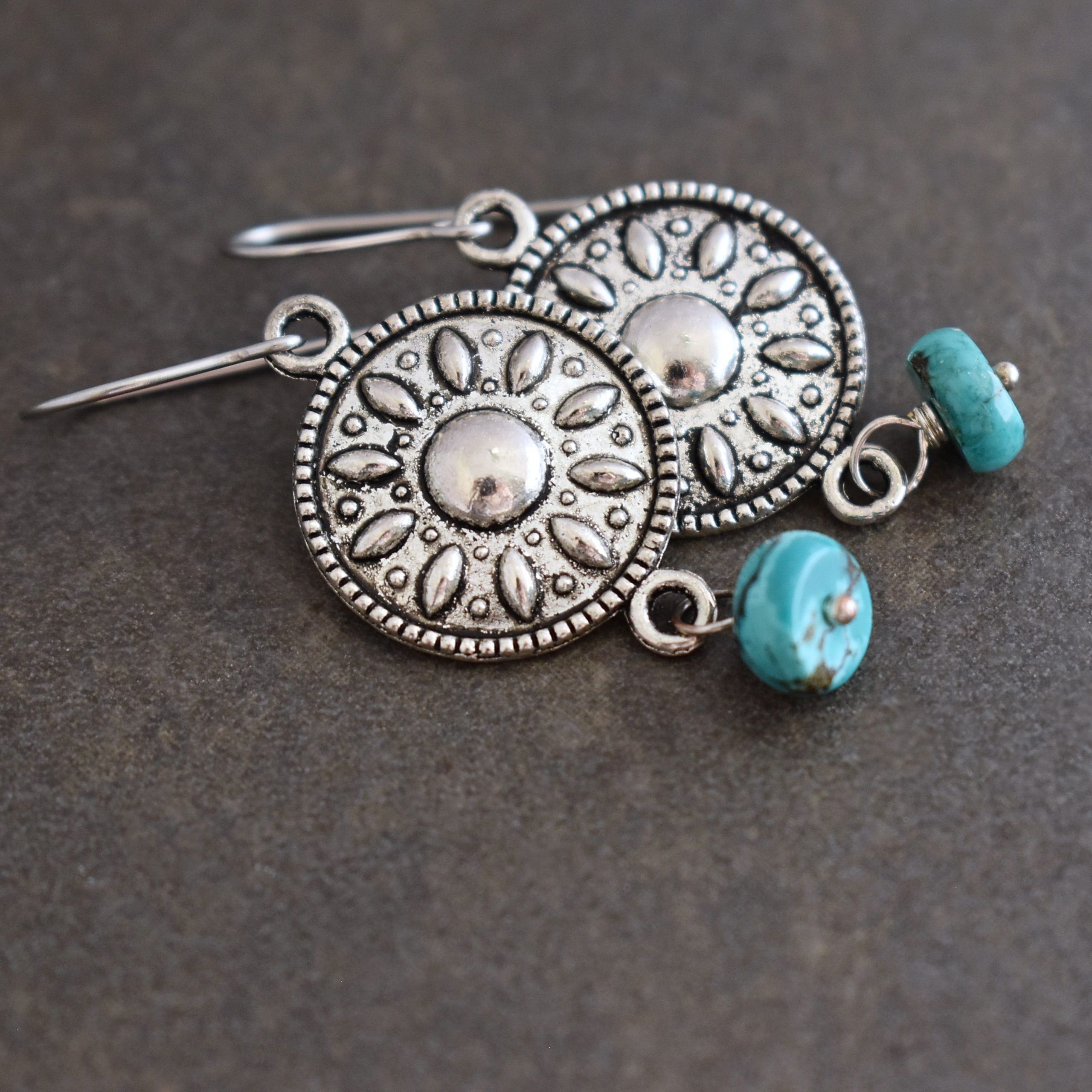 Southwest sun turquoise earrings