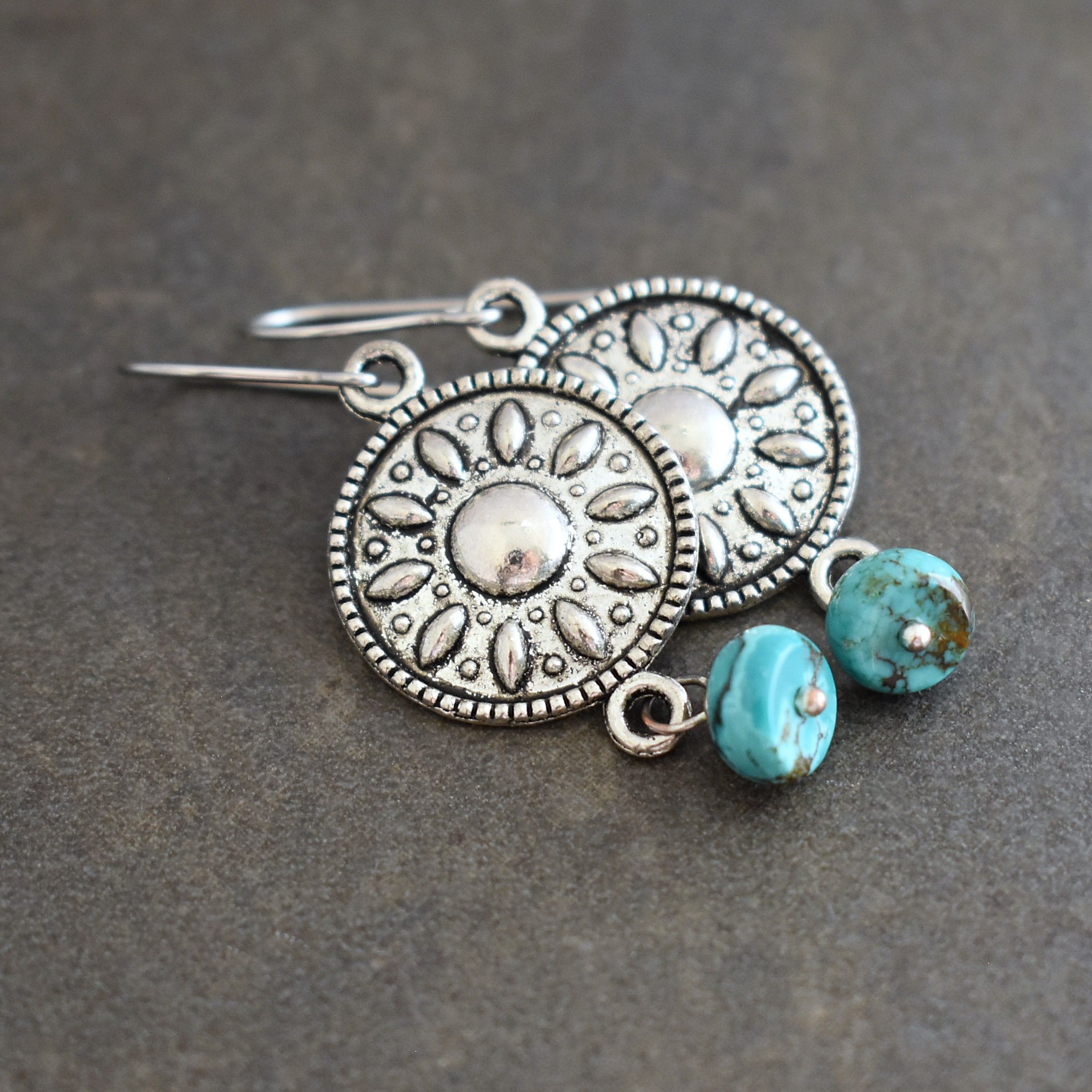 Southwest sun turquoise earrings