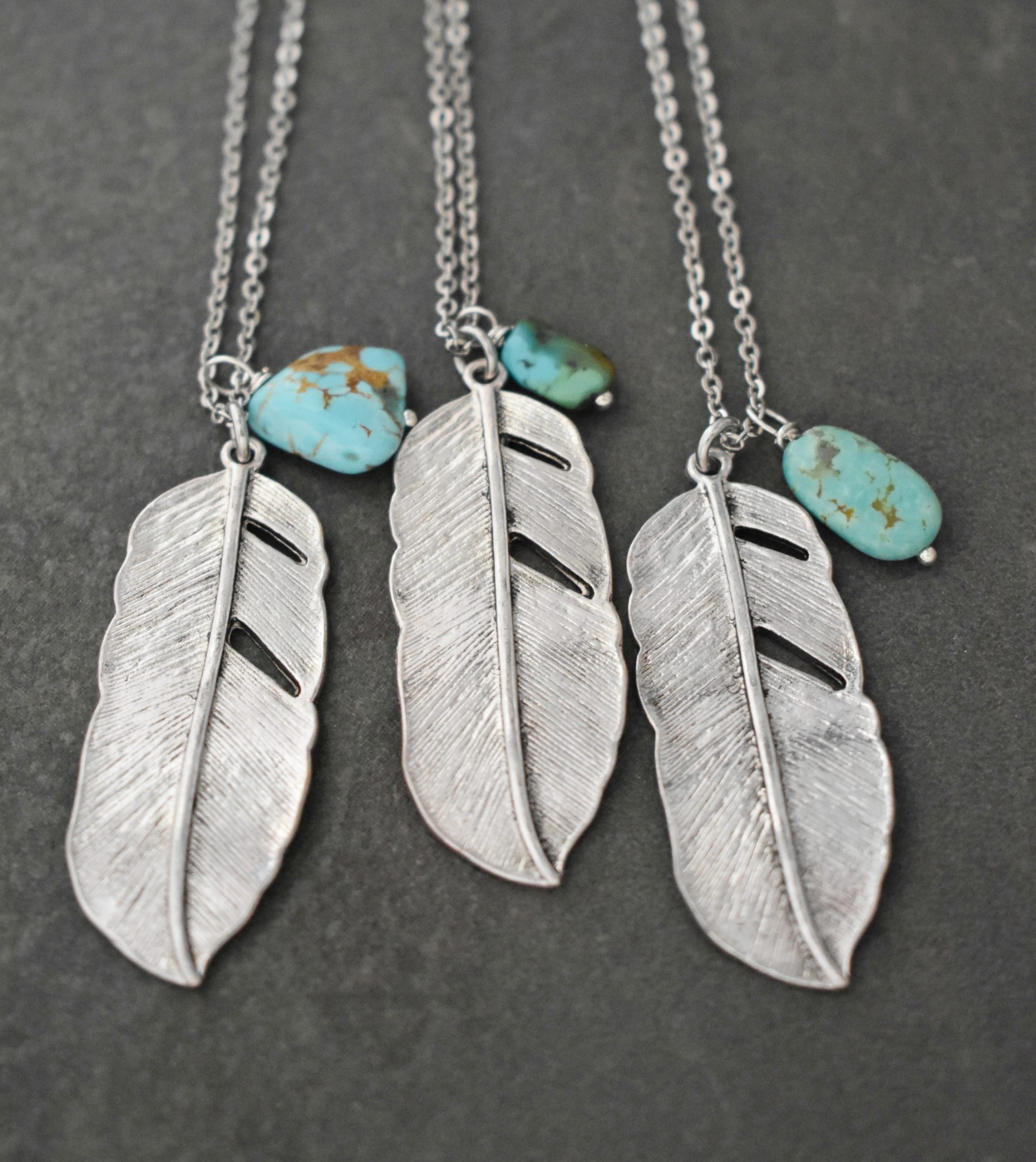 Southwest turquoise feather necklace (1)_90dpi