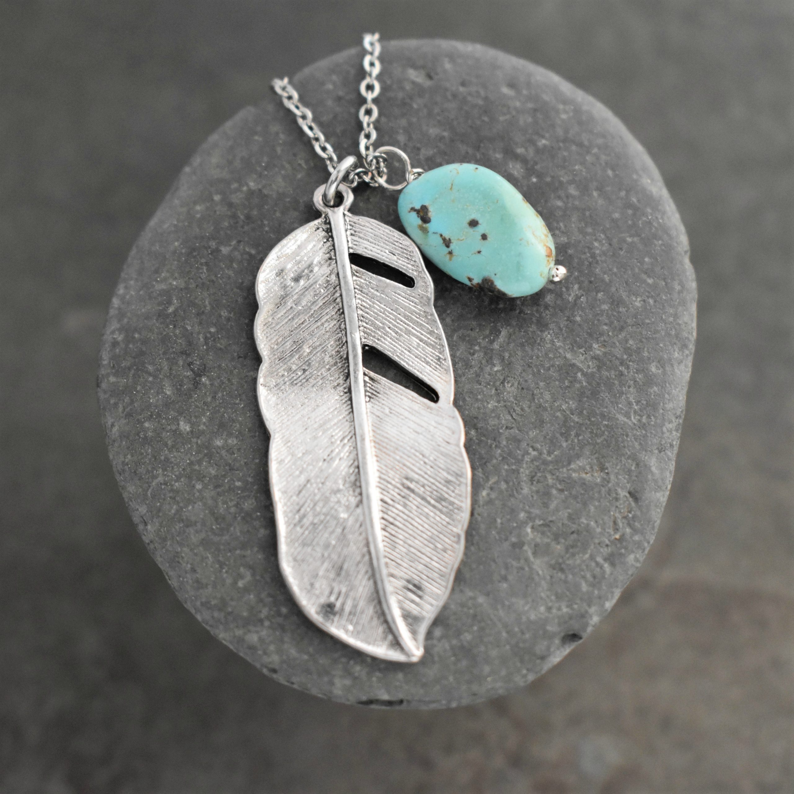 Southwest turquoise feather necklace (5)_90dpi