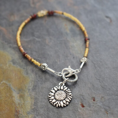 Sunflower Bracelet with hessonite garnet (2)