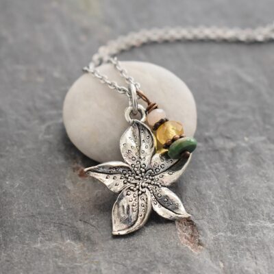 Tiger lily necklace with turquoise (3)
