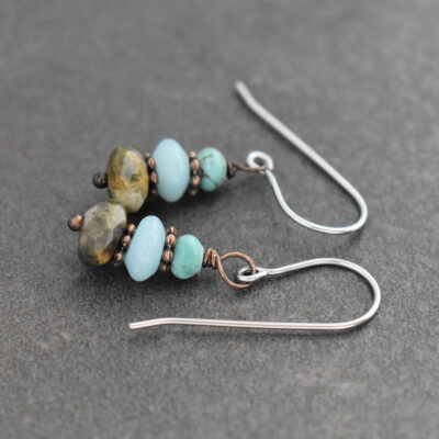 Turquoise, Amazonite, Rainforest Jasper Earrings (4) Turquoise, Amazonite, Rainforest Jasper Earrings (4)