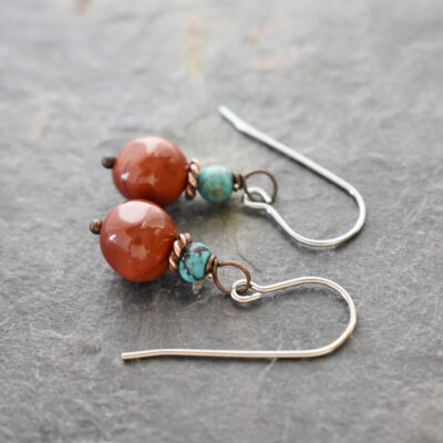 Turquoise & Red jasper earrings (2)