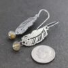 boho-gemstone-feather-earrings Handmade silver feather earrings with round blue-flash labradorite gemstone beads
