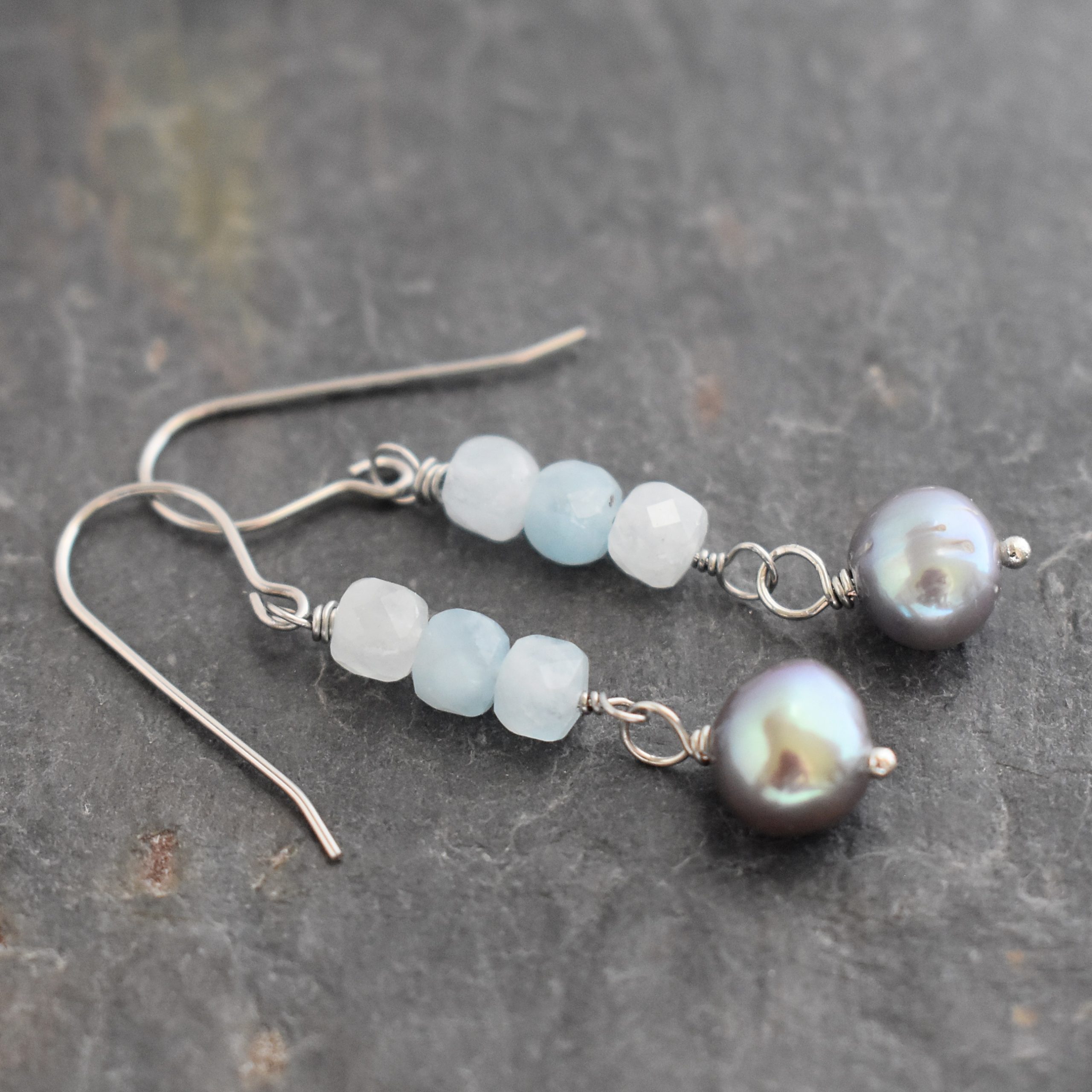 Aquamarine and pearl earrings (1)