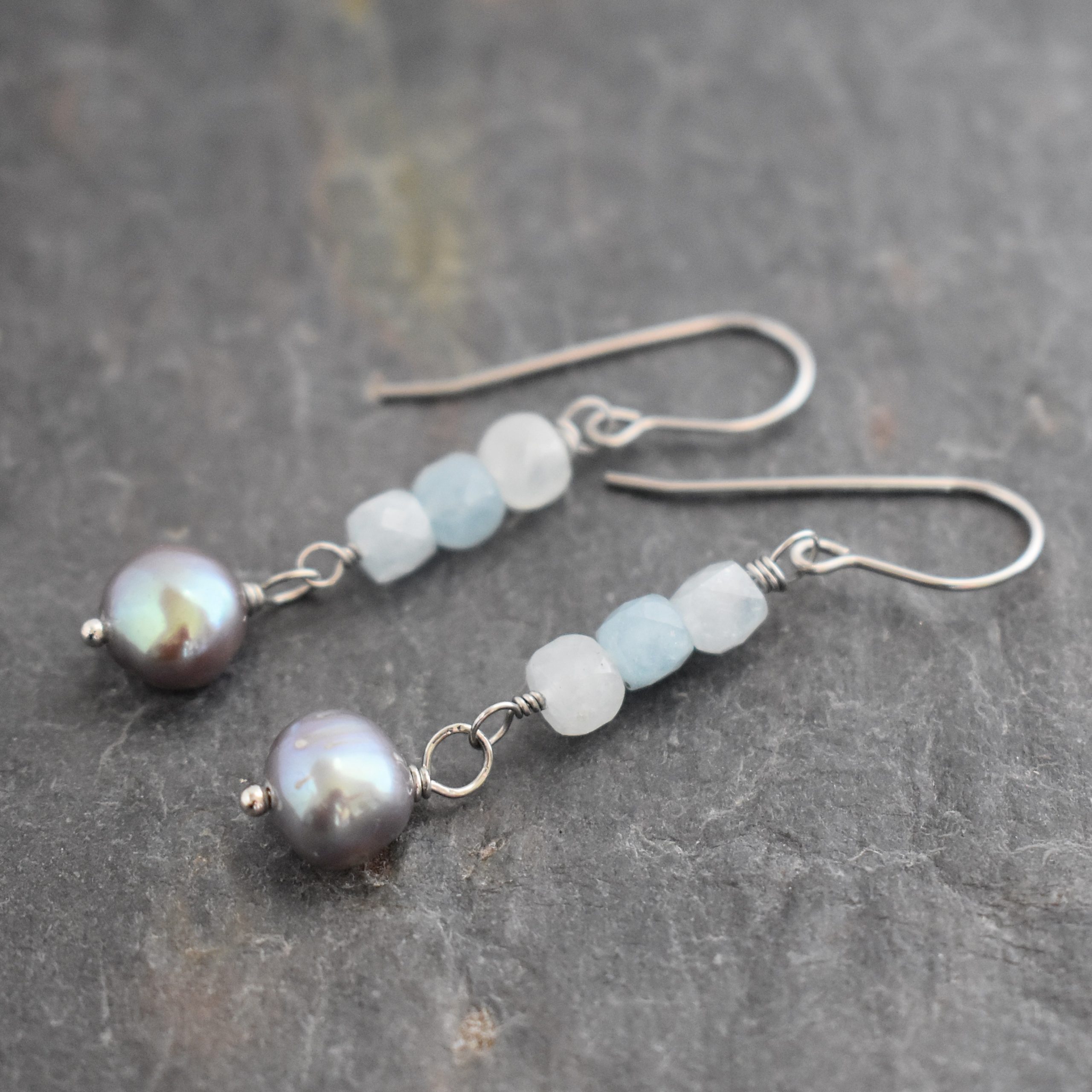 Aquamarine and pearl earrings (2)
