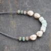 Beaded Pearl, Chrsoyrase, Blue Opla Necklace (1)