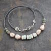 Beaded Pearl, Chrsoyrase, Blue Opla Necklace (2)