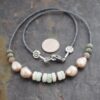 Beaded Pearl, Chrsoyrase, Blue Opla Necklace (4)