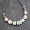 Beaded Pearl, Chrsoyrase, Blue Opla Necklace (5)