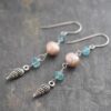 Blue apatite pearl seashell earrings